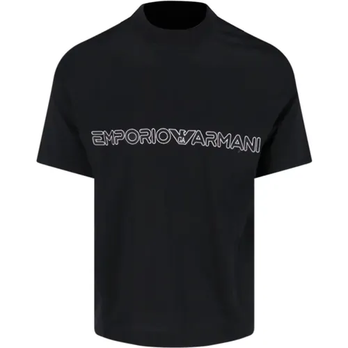 Schwarzes Logo Baumwoll T-Shirt - Emporio Armani - Modalova