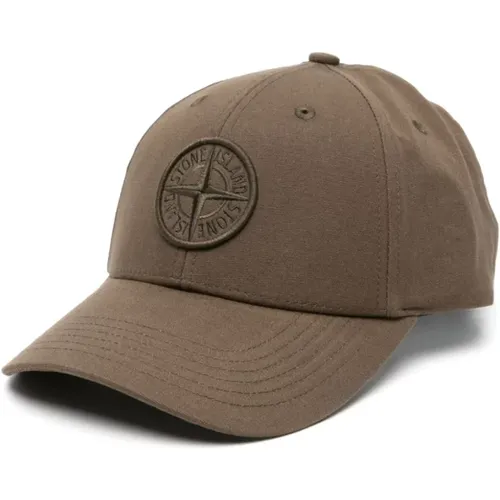 Embroidered-logo cotton cap , male, Sizes: ONE SIZE - Stone Island - Modalova
