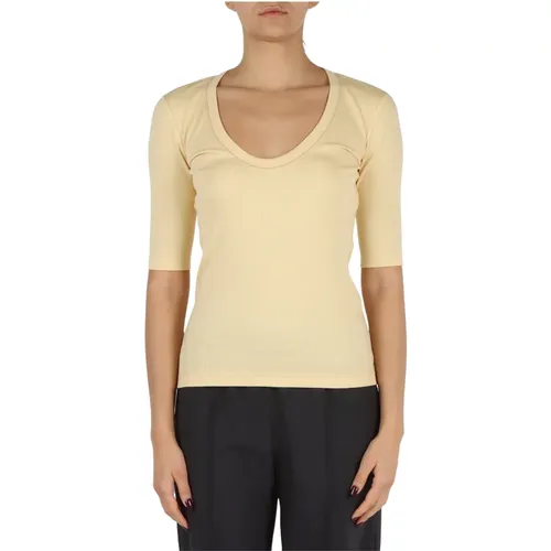 Ribbed Cotton T-shirt , female, Sizes: M, S, XS - Fabiana Filippi - Modalova