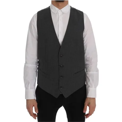 Suit Vests,Graue Staff Baumwolle Rayon Weste - Dolce & Gabbana - Modalova