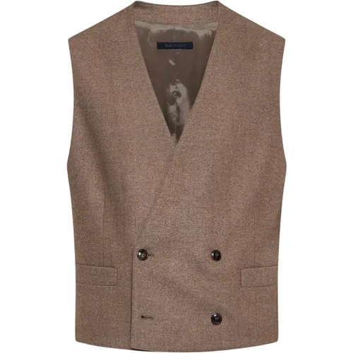 Vests, male, , Size: XL Double-Breasted Waistcoat in Taupe Grey - Giorgio Armani - Modalova