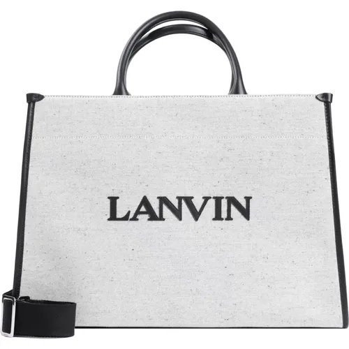 Graue Shopper Tasche mit Schwarzen Details - Lanvin - Modalova