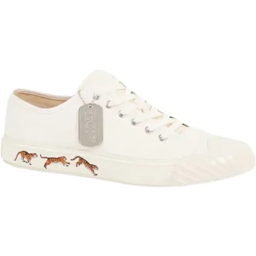 Cream Canvas Low Top Sneakers , male, Sizes: 9 UK, 10 UK - Kenzo - Modalova