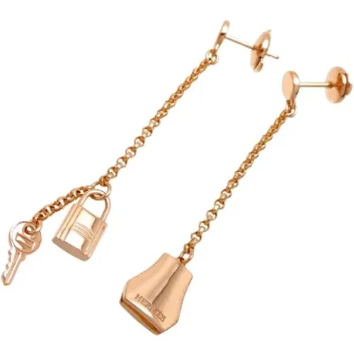 Pre-owned Jewellery, female, , Size: ONE SIZE Pre-owned Rose Gold earrings - Hermès Vintage - Modalova