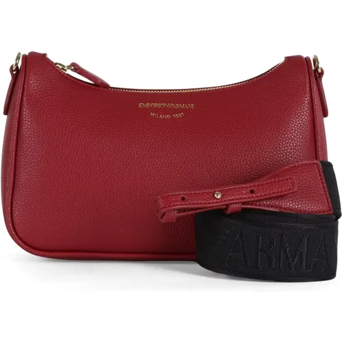 Textured Crossbody Bag with Logo Print , female, Sizes: ONE SIZE - Emporio Armani - Modalova