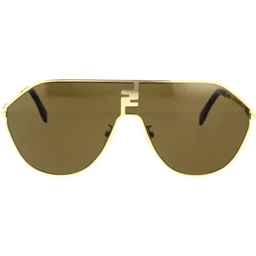 Glamorous Geometric Sunglasses with Gold Frames , unisex, Sizes: 65 MM - Fendi - Modalova