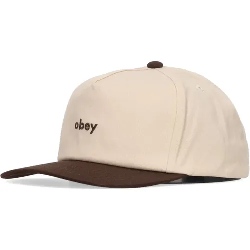 Caps, male, , Size: ONE SIZE Curved Visor Snapback Cap Brown - Obey - Modalova