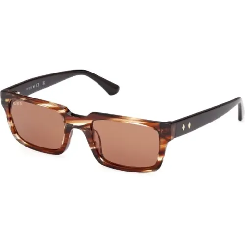 Stilvolle Sonnenbrille Braun Dunkel Rechteckig - WEB Eyewear - Modalova