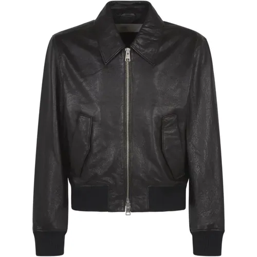 Leather Jacket with Heart Motif , male, Sizes: L, XL - Ami Paris - Modalova