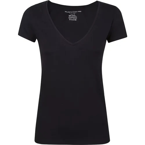 Short Sleeve Marine T-Shirt , female, Sizes: M, S, XS - majestic filatures - Modalova