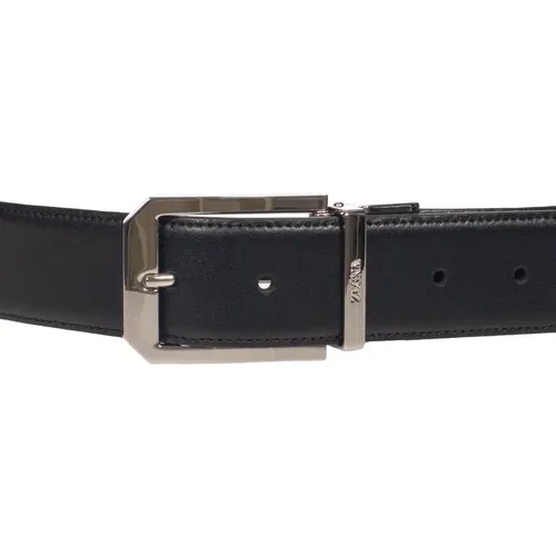 Belts, male, , Size: 100 CM Reversible Leather Belt Black - Ermenegildo Zegna - Modalova