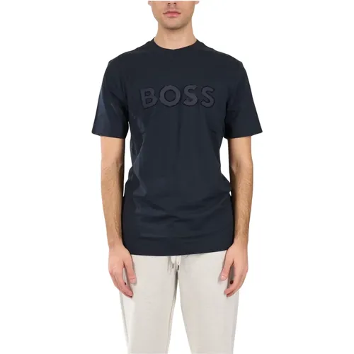 Cotton T-shirt with Frontal Logo , male, Sizes: M, S, 3XL, L, XL, 2XL - Hugo Boss - Modalova