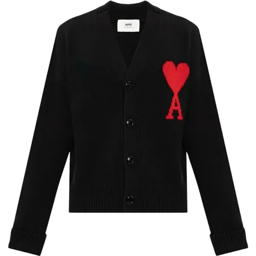 Cardigan with logo , male, Sizes: M, L - Ami Paris - Modalova