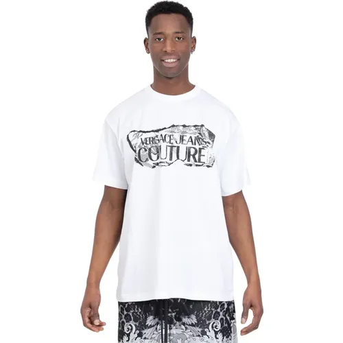 Grafikdruck Weißes T-Shirt , Herren, Größe: S - Versace Jeans Couture - Modalova