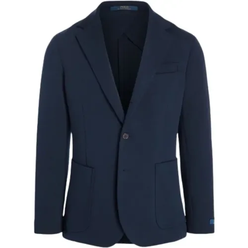 Blazers, male, , Size: L Mixed Cotton Blazer with Button Closure - Polo Ralph Lauren - Modalova