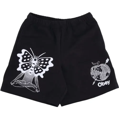 Schwarze Sweatshorts Trainingsanzug Hose Leicht - Obey - Modalova