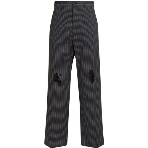 Straight Trousers, male, , Size: M Vertical Stripe High-Waisted Pants - Marni - Modalova