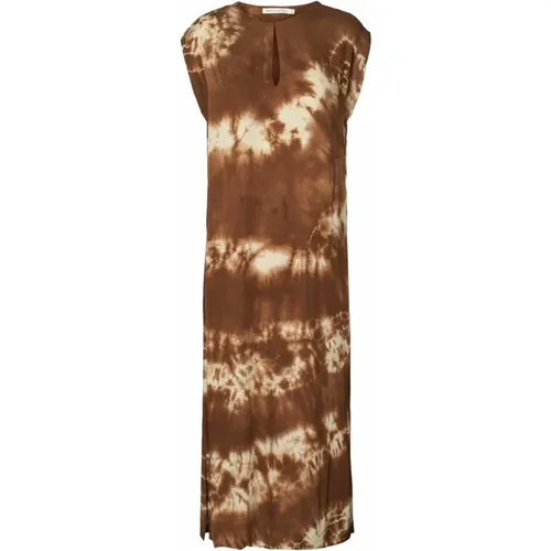 Tie-Dye Dress Lecia Model Cacao , female, Sizes: XS, S - Rabens Saloner - Modalova