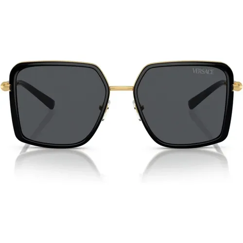 Sunglasses, female, , Size: 56 MM Square Metal Sunglasses - Versace - Modalova