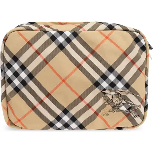 Toilet Bags, male, , Size: ONE SIZE Cosmetic Bag with Pattern - Burberry - Modalova