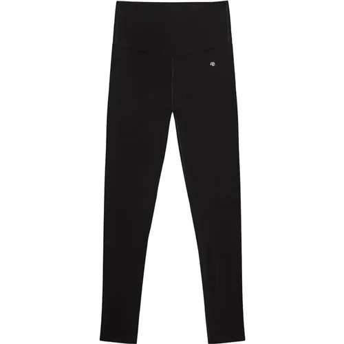 Schwarze High-Waisted Leggings mit Monogramm , Damen, Größe: XL - Anine Bing - Modalova