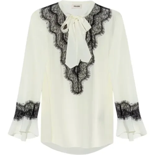 Blouses, female, , Size: S Elegant Silk Blouse with Lace Details - Zadig & Voltaire - Modalova