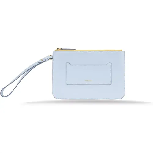 Clutches, female, , Size: ONE SIZE Leather Women's Clutch Bag with Zipper - Burberry - Modalova