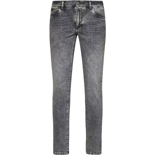 Logo Plaque Denim Jeans Pants , male, Sizes: M, 2XL, XL, L - Dolce & Gabbana - Modalova