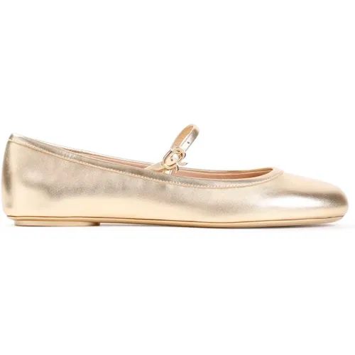 Ballerinas, female, , Size: 9 1/2 US Metallic Ballerinas Elegant Flat Shoes - Gianvito Rossi - Modalova