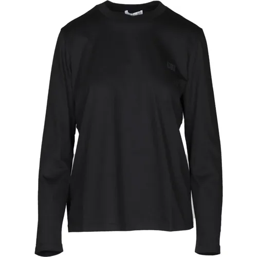 Long Sleeve Jersey T-shirt with Velvet Logo , female, Sizes: L - Douuod Woman - Modalova