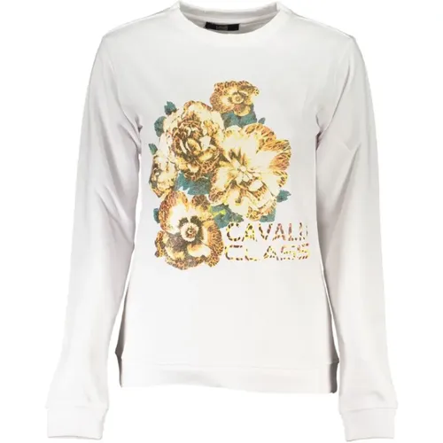 Gebürsteter Sweatshirt mit Logo-Druck , Damen, Größe: S - Cavalli Class - Modalova