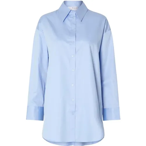 Iconic Blaues LS Hemd , Damen, Größe: S - Selected Femme - Modalova