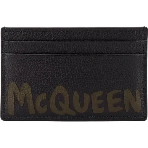 Wallets & Cardholders, male, , Size: ONE SIZE Leather Card Holder with Compartments - alexander mcqueen - Modalova