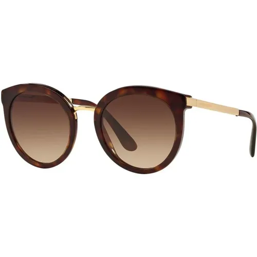 Round Havana Sunglasses Gradient , female, Sizes: 52 MM - Dolce & Gabbana - Modalova