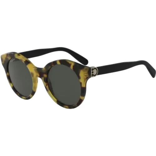 Sf862S-215 Sunglasses in Green Havana/Black , female, Sizes: 51 MM - Salvatore Ferragamo - Modalova