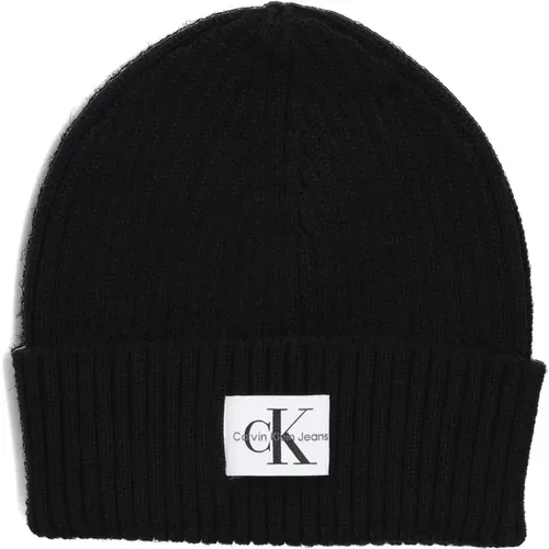 Beanies, female, , Size: ONE SIZE Monogram Beanie Hat - Calvin Klein - Modalova