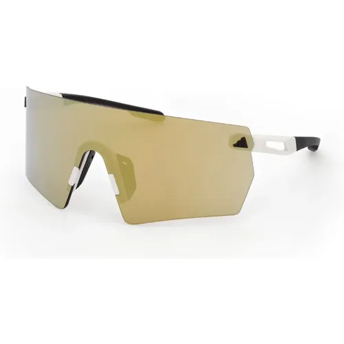 Sunglasses, unisex, , Size: ONE SIZE Matte White/Brown Sunglasses Sp0098 - Adidas - Modalova