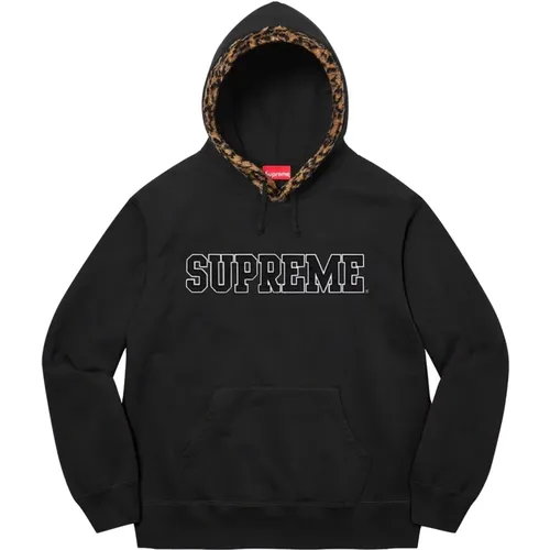 Leopard Trim Hooded Sweatshirt Schwarz - Supreme - Modalova