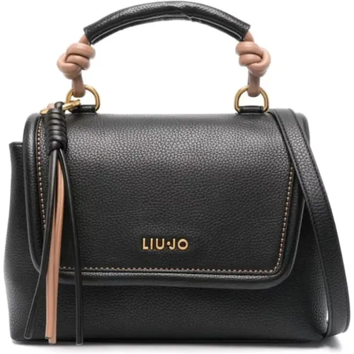 Schwarze Synthetische Handtasche mit Metalllogo - Liu Jo - Modalova