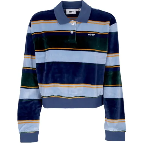 Polo Shirts, female, , Size: S Striped Chenille Long Sleeve Polo - Obey - Modalova