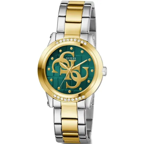 Watches, female, , Size: ONE SIZE Ladies 2-Tone Analog Watch green Annette Gw0861L4 - Guess - Modalova