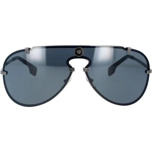 Mutiger Stil Sonnenbrille mit Hellgrauen Gläsern - Versace - Modalova