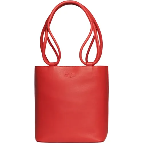 Rote Leder-Tote-Tasche mit Kordelgriffen , Damen, Größe: ONE Size - Tramontano - Modalova