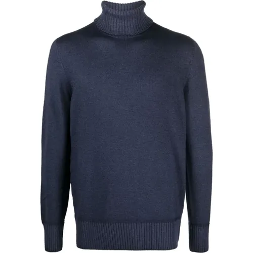 Marineblauer Merinowoll Rollkragenpullover - Drumohr - Modalova