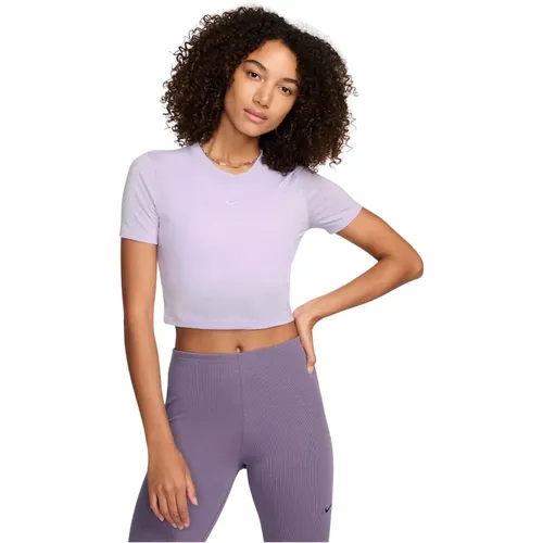 Essentielle Slim Fit Kurzarm Sportbekleidung , Damen, Größe: L - Nike - Modalova