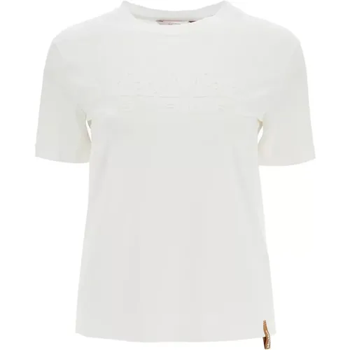 T-Shirt mit bedrucktem Logo , Damen, Größe: M - Max Mara - Modalova