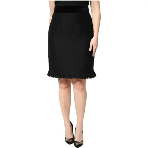 Short Skirts, female, , Size: M Fringe High Waist Pencil Mini Skirt - Dolce & Gabbana - Modalova