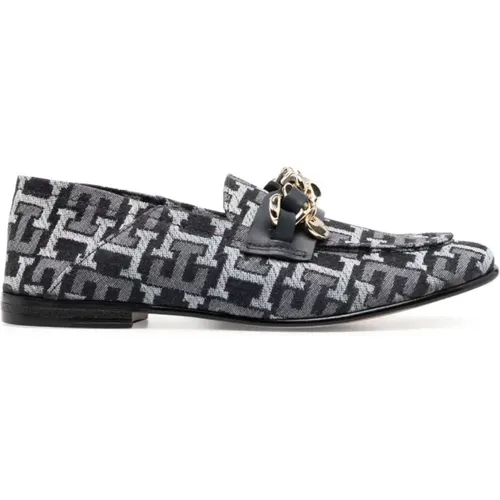 Loafers, female, , Size: 9 US Monogram Denim Loafers with Chain Detail - Tommy Hilfiger - Modalova