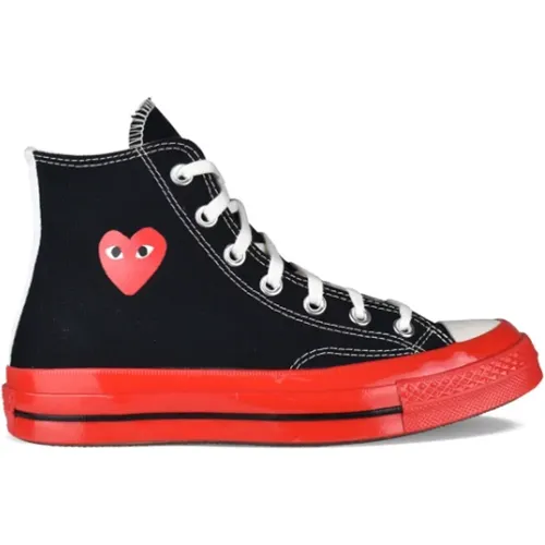 Rotes Herz High-Top Canvas Sneakers , Damen, Größe: 37 1/2 EU - Comme des Garçons - Modalova
