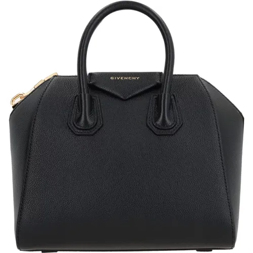 Schwarze Leder-Schultertasche mit goldenen Details,Stilvolle Schwarze Taschen - Givenchy - Modalova
